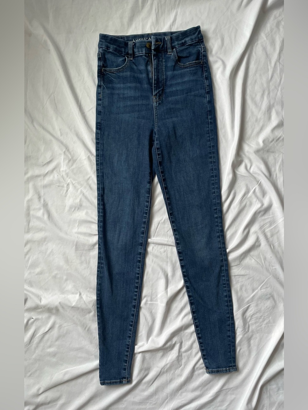 American Eagle Outfitters Dark Blue Curvy Super High-Rise Skinny Jeans Size 2